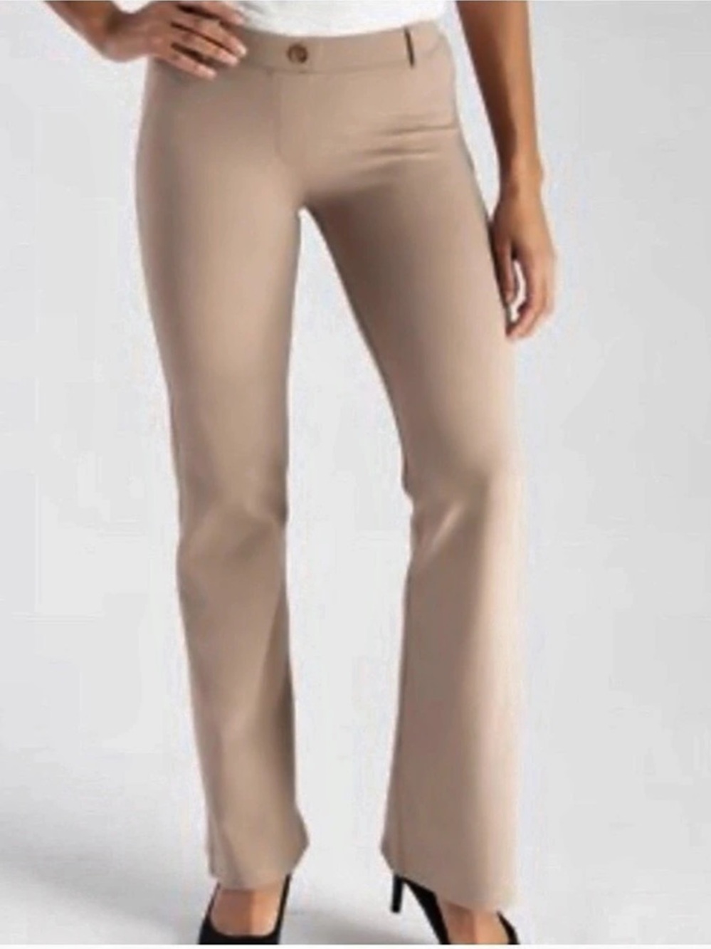 Betabrand Classic Dress Pant Yoga Pants Beige